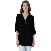 Загрузить изображение в средство просмотра галереи, Fashion Ladies Top Zipper Chiffon