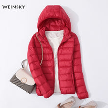 Load image into Gallery viewer, Female Ultralight Warm Casual Hooded Jacket