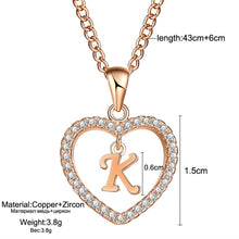 Загрузить изображение в средство просмотра галереи, Name Initials Heart Pendant Necklace 26 Letters