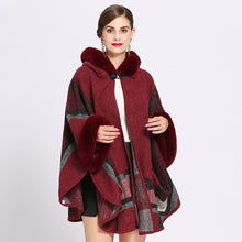 Load image into Gallery viewer, Warm Winter Plaid Poncho Shawl