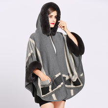 Load image into Gallery viewer, Warm Winter Plaid Poncho Shawl