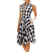 Загрузить изображение в средство просмотра галереи, Plaid Print Sleeveless Irregular Midi Dress