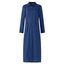 Загрузить изображение в средство просмотра галереи, Women Casual Lapel Long Sleeve Fashion Denim Blue Dress