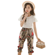 Загрузить изображение в средство просмотра галереи, Fashion Girls Clothing Set Lace Shirt + Floral Pants (2PCS )