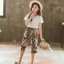 Загрузить изображение в средство просмотра галереи, Fashion Girls Clothing Set Lace Shirt + Floral Pants (2PCS )