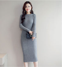 Загрузить изображение в средство просмотра галереи, Knitted Round neck Long Sweater Dress