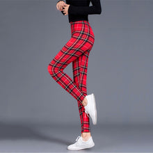 Загрузить изображение в средство просмотра галереи, Women High Waist Plaid Leggings