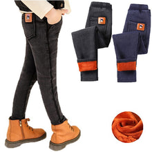 Загрузить изображение в средство просмотра галереи, Girls Warm Fleece Denim Skinny Pants
