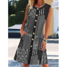 Загрузить изображение в средство просмотра галереи, Sleeveless Printed Pocket Dress Round Neck
