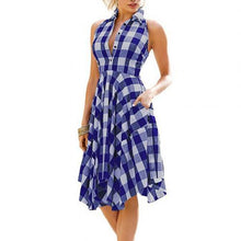 Загрузить изображение в средство просмотра галереи, Plaid Print Sleeveless Irregular Midi Dress
