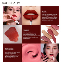 Загрузить изображение в средство просмотра галереи, SACE LADY Long Lasting Lipstick Make Up Matte Liquid Lip Stick Non Drying Makeup Nude Red Pigment Waterproof 23 Colors Cosmetic
