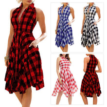 Загрузить изображение в средство просмотра галереи, Plaid Print Sleeveless Irregular Midi Dress
