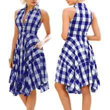 Загрузить изображение в средство просмотра галереи, Plaid Print Sleeveless Irregular Midi Dress
