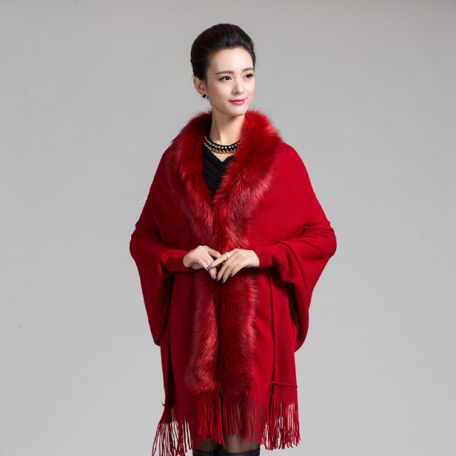 Autumn Fur Cashmere Cardigan Poncho