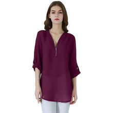 Загрузить изображение в средство просмотра галереи, Fashion Ladies Top Zipper Chiffon
