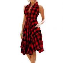 Загрузить изображение в средство просмотра галереи, Plaid Print Sleeveless Irregular Midi Dress

