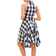Загрузить изображение в средство просмотра галереи, Plaid Print Sleeveless Irregular Midi Dress
