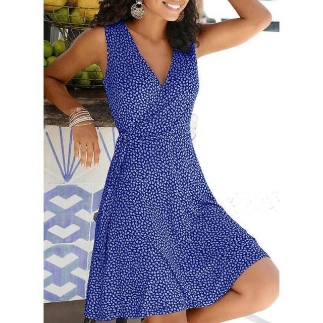 Summer Bohemian Polka Dot Dress V Neck