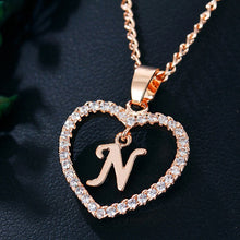 Загрузить изображение в средство просмотра галереи, Name Initials Heart Pendant Necklace 26 Letters
