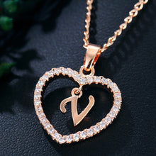 Загрузить изображение в средство просмотра галереи, Name Initials Heart Pendant Necklace 26 Letters
