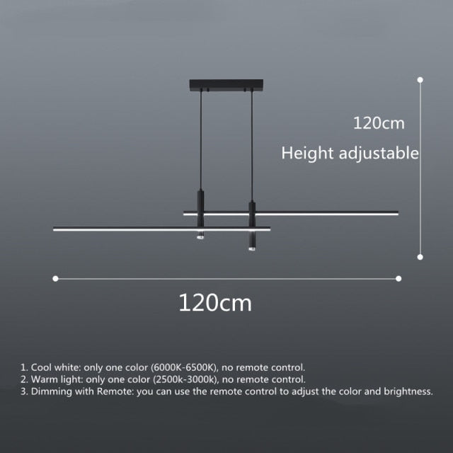 LED Modern Nordic Hanging Long Strip Lights With Spotlight