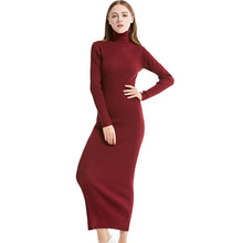 Загрузить изображение в средство просмотра галереи, Knit style Long Sleeve Turtleneck Dress
