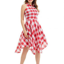 Загрузить изображение в средство просмотра галереи, Plaid Print Sleeveless Irregular Midi Dress
