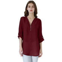 Загрузить изображение в средство просмотра галереи, Fashion Ladies Top Zipper Chiffon
