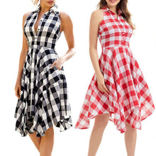 Загрузить изображение в средство просмотра галереи, Plaid Print Sleeveless Irregular Midi Dress
