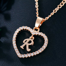 Загрузить изображение в средство просмотра галереи, Name Initials Heart Pendant Necklace 26 Letters
