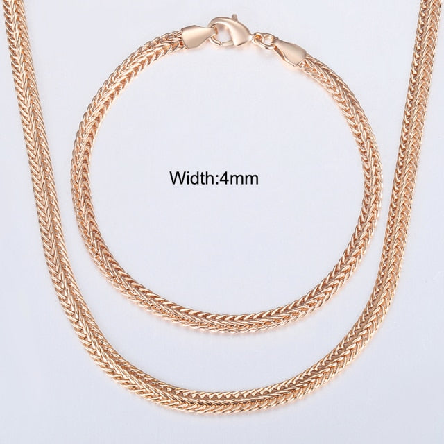 Rose Gold Bracelet Necklace Set