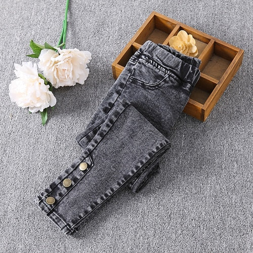 Fashion Jeans for  Girls Elastic Waist Denim